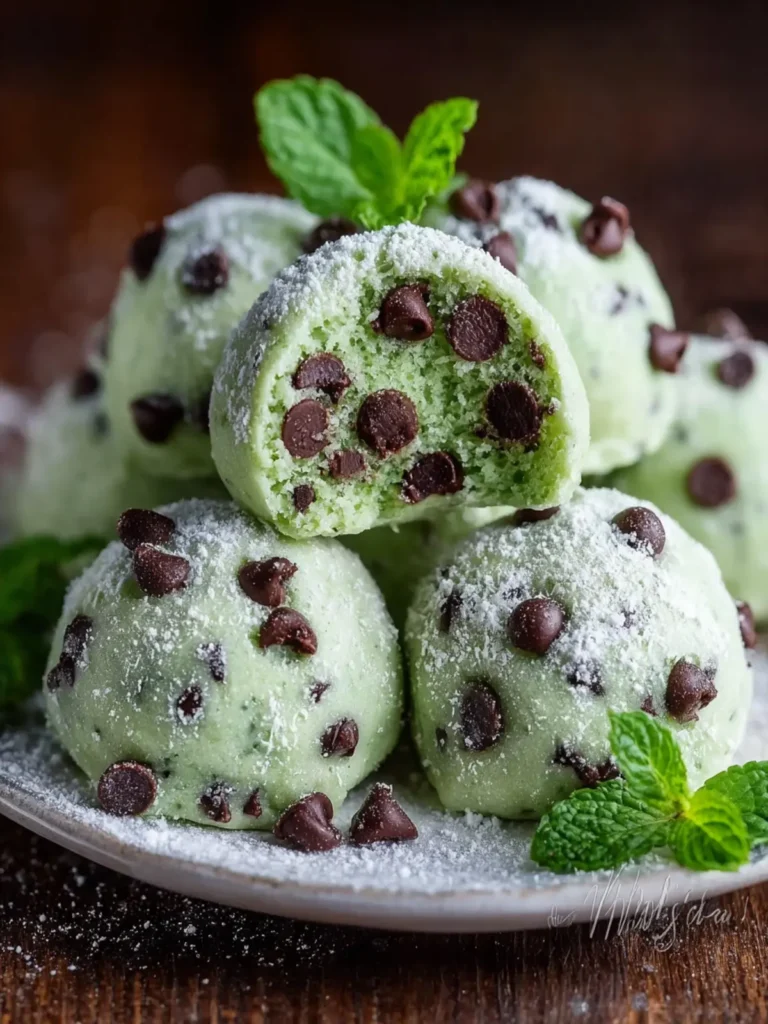 Easy Mint Chocolate Chip Snowball Cookies First Image