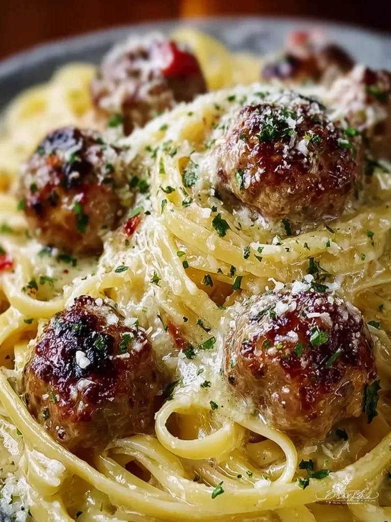 Parmesan Linguine with Garlic Butter Meatballs First Image