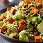 Shredded Brussel Sprout Salad with Roasted Sweet Potatoes First Image