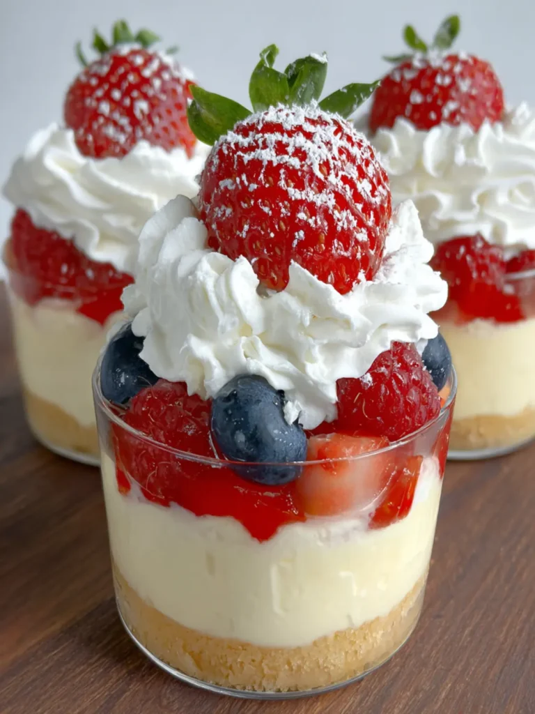 White Choco-Cheesecake Triple Berry Pudding Cups First Image