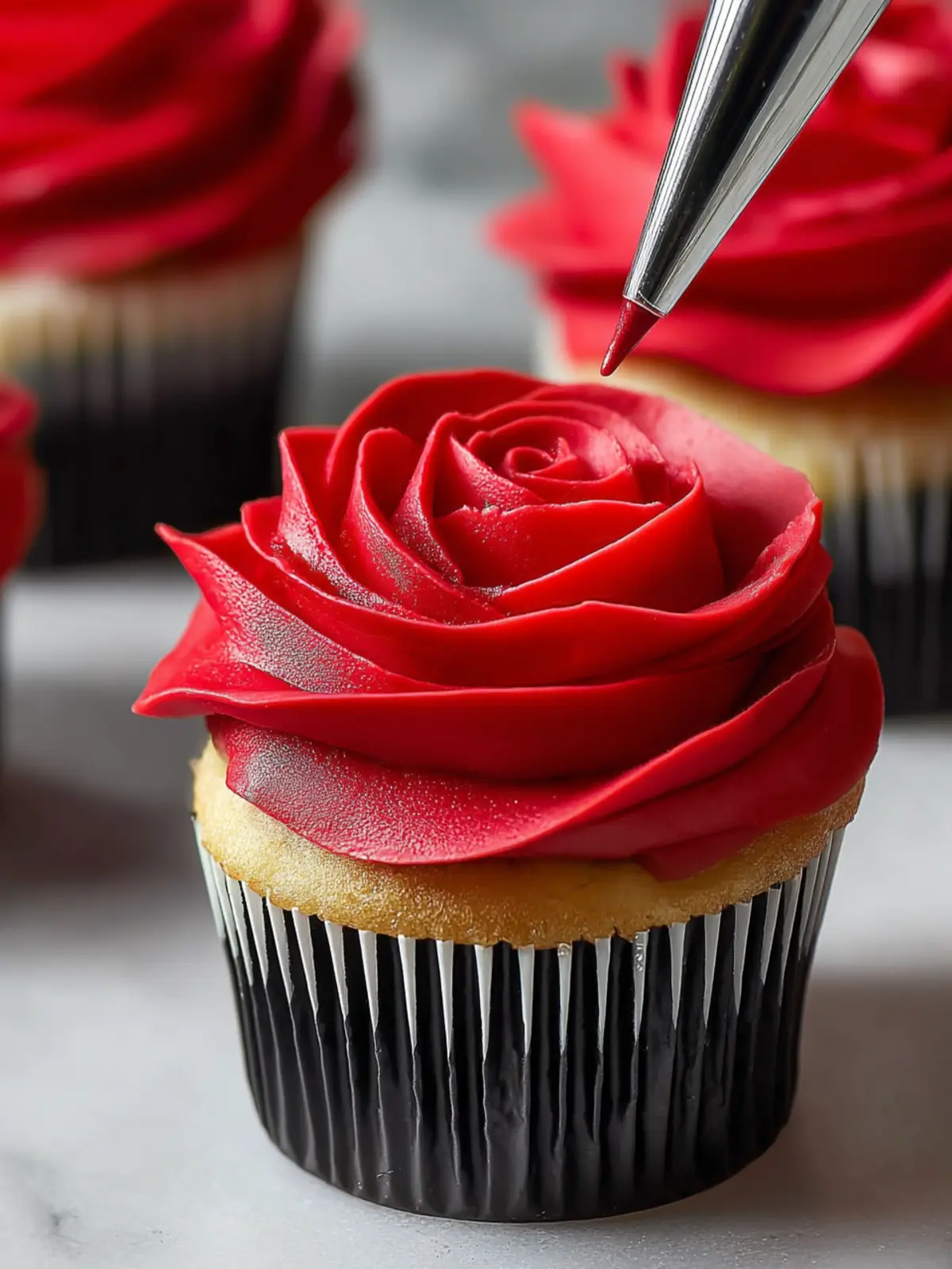 Red Rose Cupcakes {How to Pipe} First Image