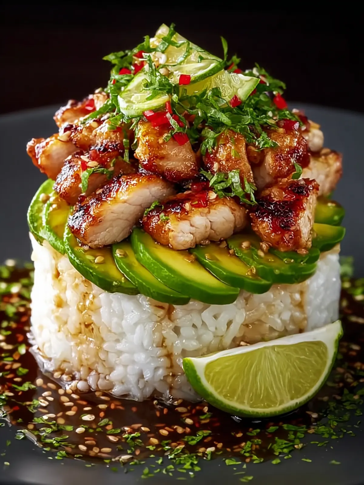 Tangy Honey Lime Chicken & Avocado Rice Stack That Delights First Image