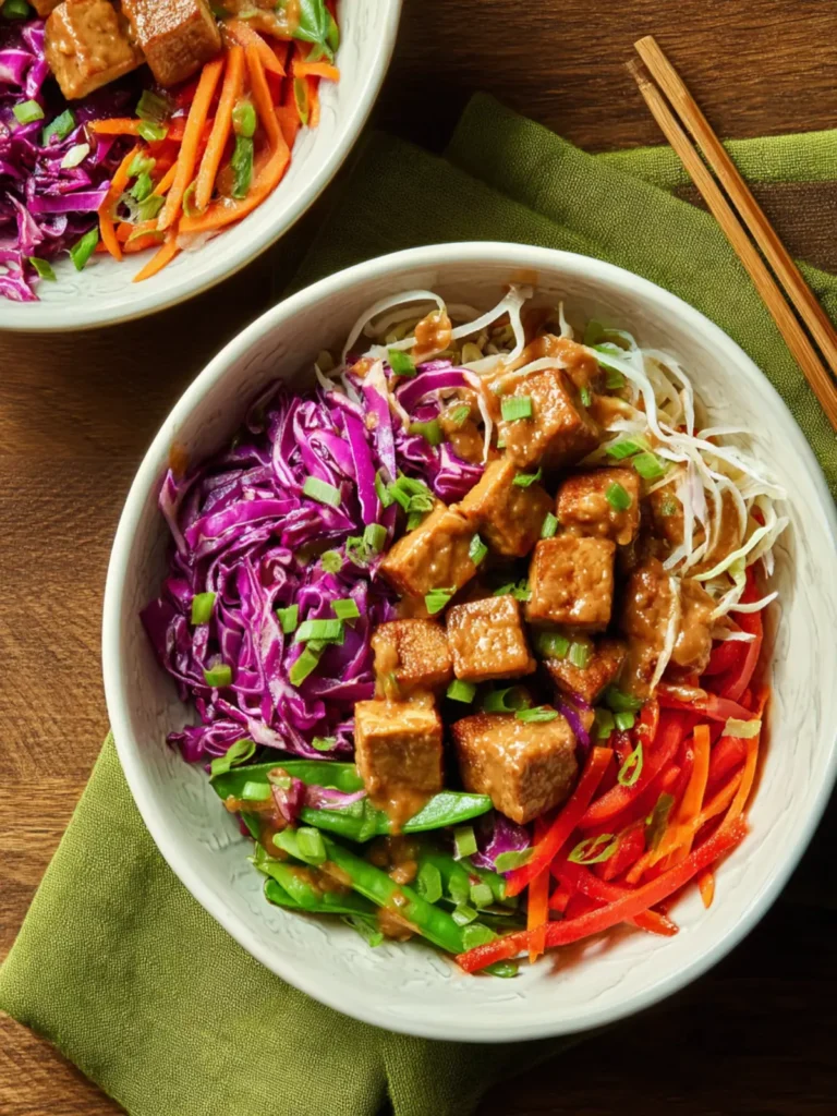 Cabbage Bowl with Tofu and Peanut Sauce First Image