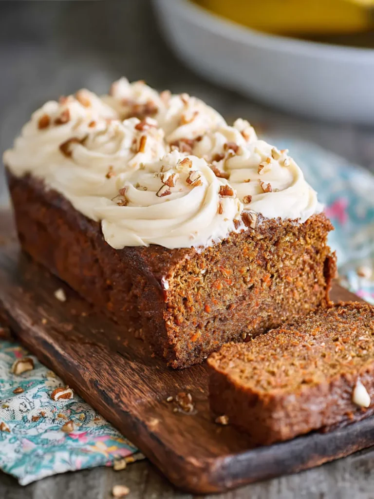 Carrot Cake Banana Bread with Cinnamon Cream Cheese Frosting First Image