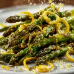 Fried Asparagus Tips with Lemon Juice and Lemon Zest First Image