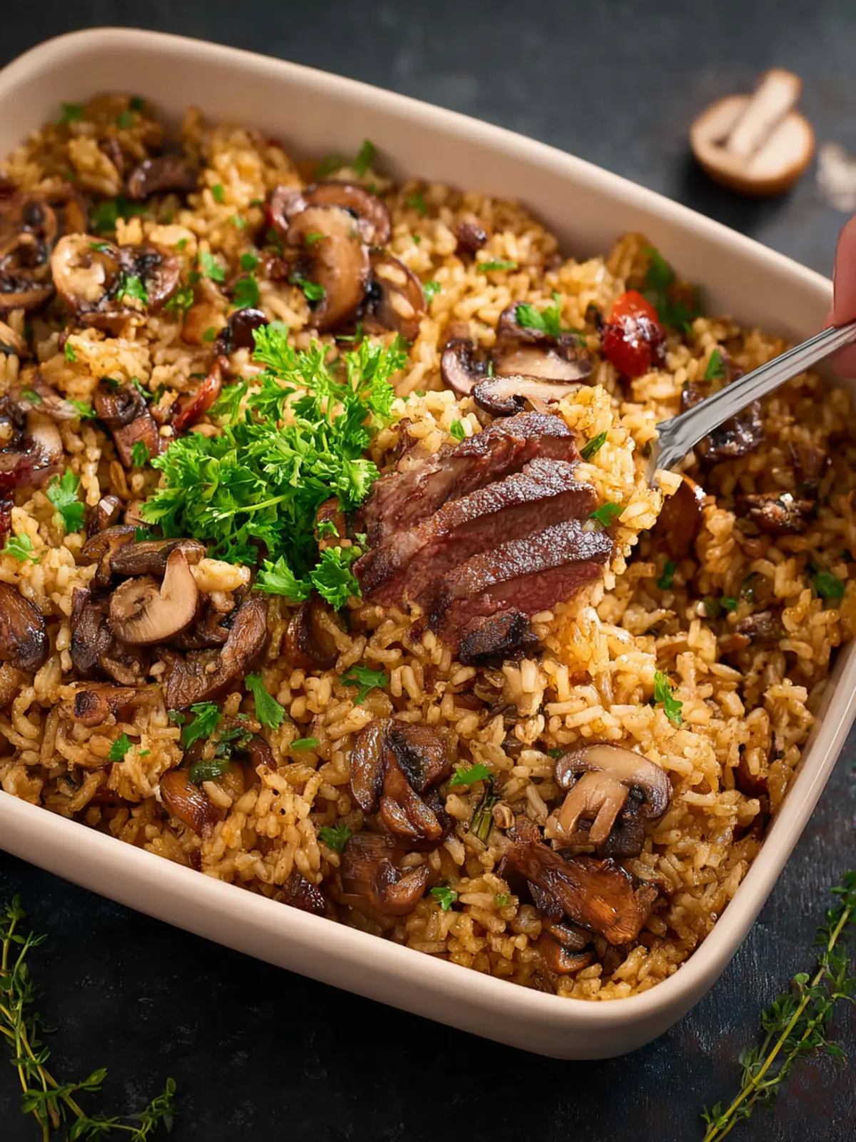 Steak Mushroom Rice First Image